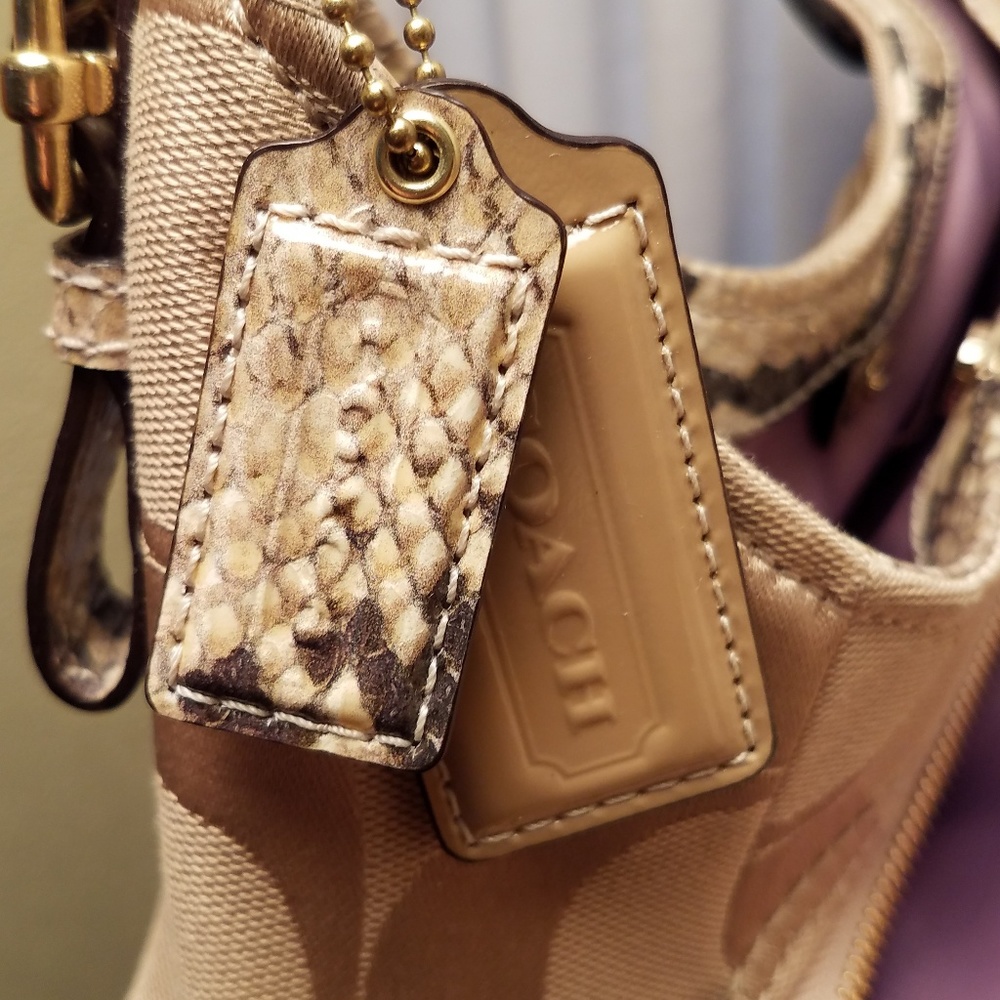 Coach Madison Maggie Signature  Snakeskin Trim Bag - Picture 5 of 8